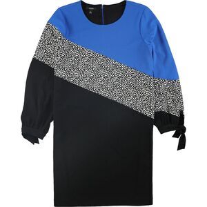 Alfani Womens Colorblocked Shift Dress, Blue, NWT